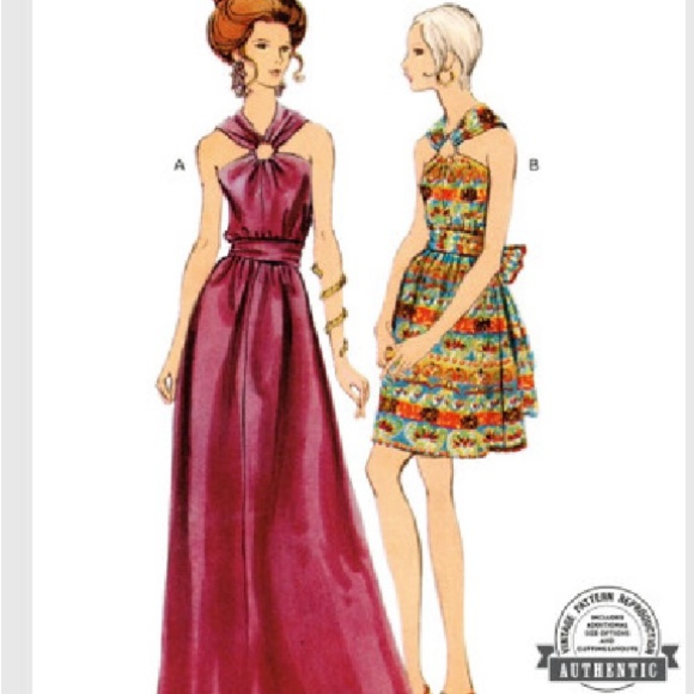 Vogue V2042 Size Y5 Misses 1970s Vintage Formal Sp. Occasion Dresses Patterns